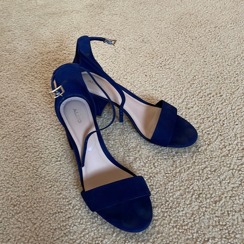 Aldo Navy Blue Suede Block Heel Sandal